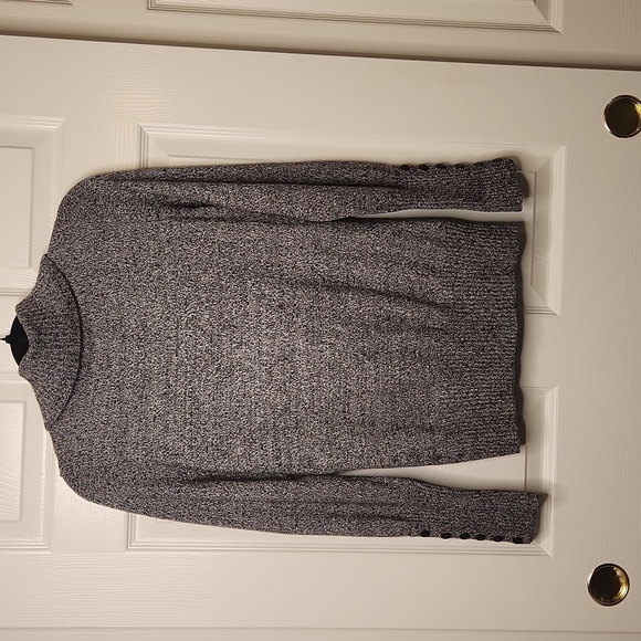 Dressbarn Women's Black Gray White Long Sleeve Tweed Print Cowl Sweater Size S - Picture 8 of 11